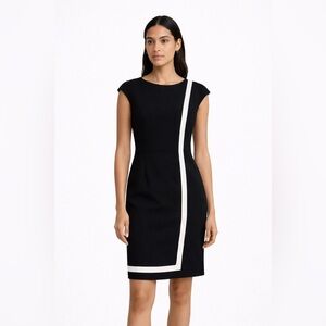 Calvin Klein Black & White Trim Sheath Dress | Size 6 
6